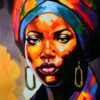 Isa Leidis MULATO AFRO 70 x 60 cm. - incl goudkleurige lijst - origineel doek