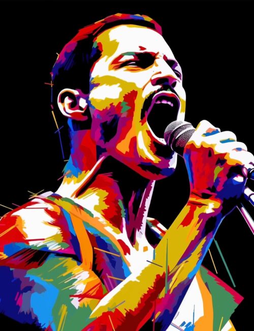 FREDDY MERCURY 80 x 60 cm. incl. zwarte lijst
