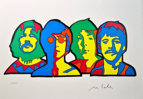 beatles blad Marco Lodola THE BEATLES incl lijst 73 x 96 cm.