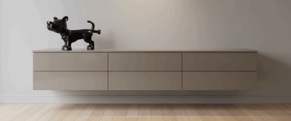 Poren Huang Am Not Happy Now - black dog sculpture