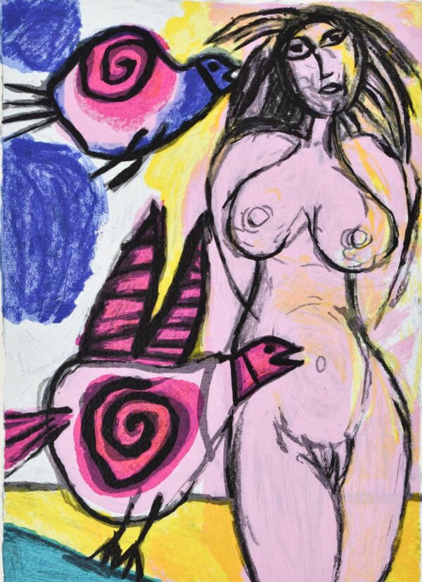 Litho Corneille Nude with two Birds bij gavekunst.nl