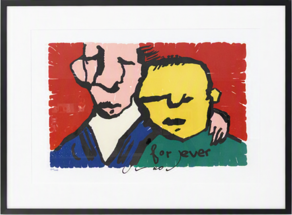 Herman Brood zeefdruk Forever Zeefdruk van Herman Brood Forever (Friends) inclusief strakke zwarte lijst