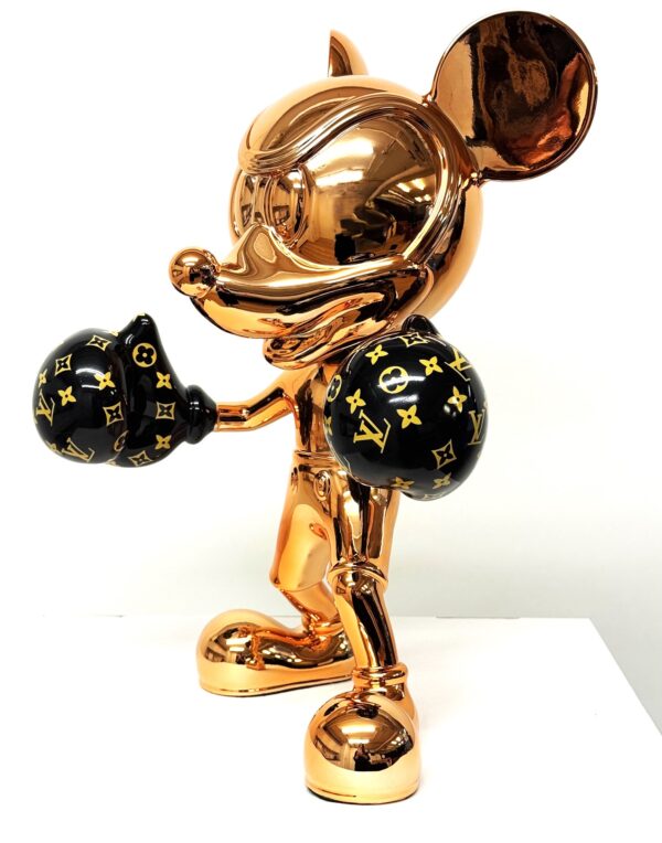 Mickey Boxing LV 40 cm. hoog Mickey Boxing LV popart beeld van 40 cm hoog in rosé gud