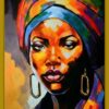 Isa Leidis MULATO AFRO 70 x 60 cm. - incl goudkleurige lijst - origineel doek