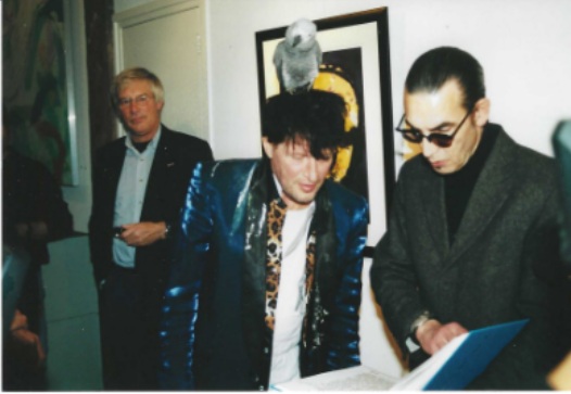 Foto Herman Brood en Jules Deelder bij presentatie boek Woedend Licht Foto Herman Brood en Jules Deelder bij presentatie boek Woedend Licht