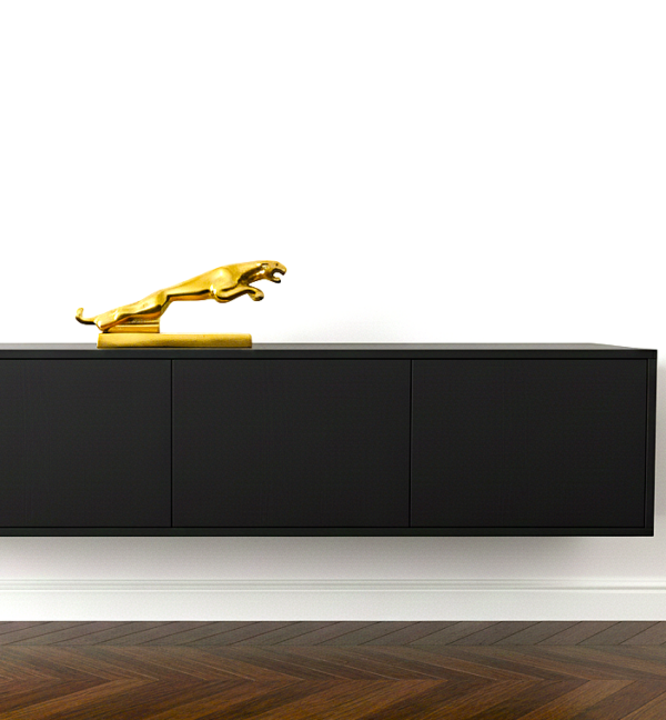 Goudkleurig beeld van Jaguar 30 cm. lang Goudkleurig beeld van Jaguar 30 cm. lang