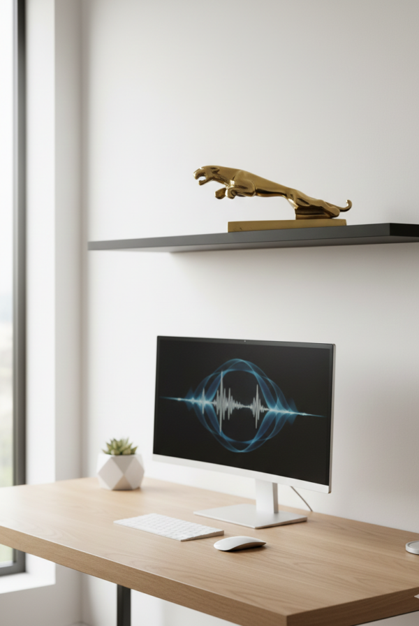 jaguari in werkkamer Beeld Jaguar Goud