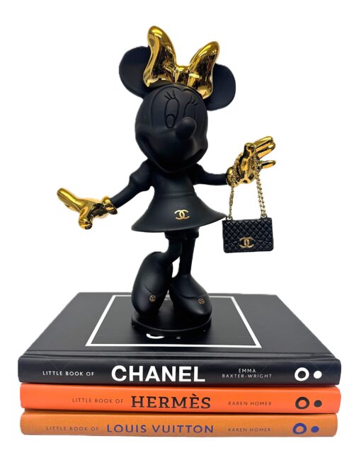 Mademoiselle Minnie Noir 20 cm. hoog op stapel boekjes