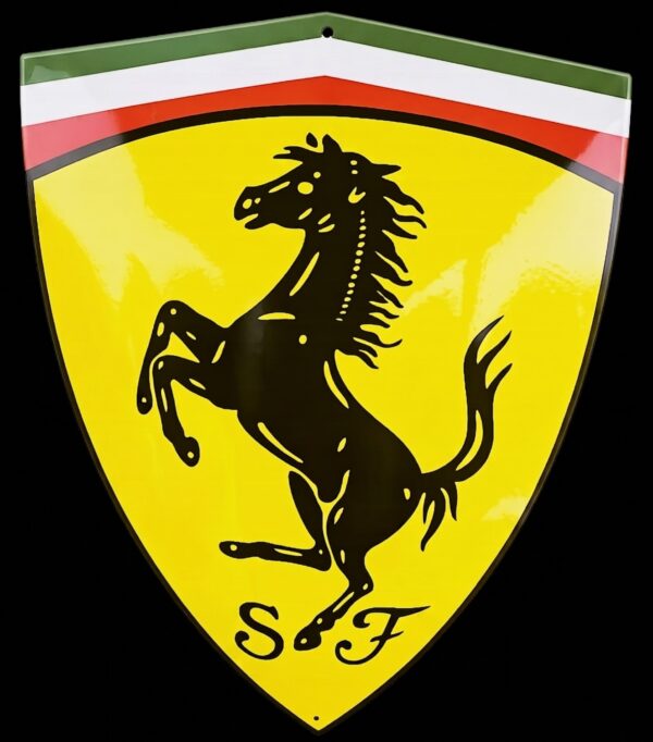 Ferrari Schild luxe hoogglans emaille 50 x 38 cm.