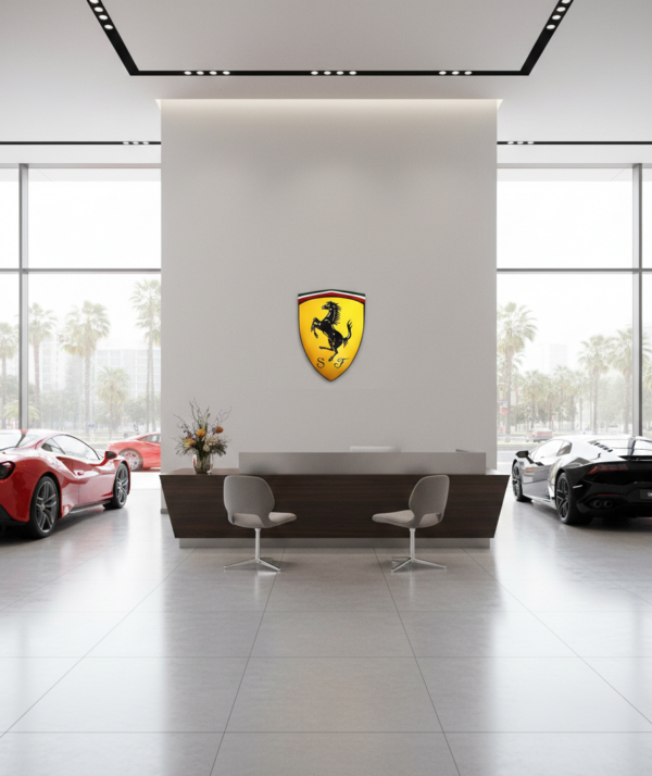 Zelfdzaam groot Ferrari bord