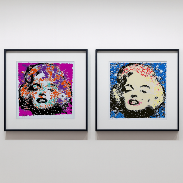 2 werken Marilyn Monroe elk 50 x 50 cm.