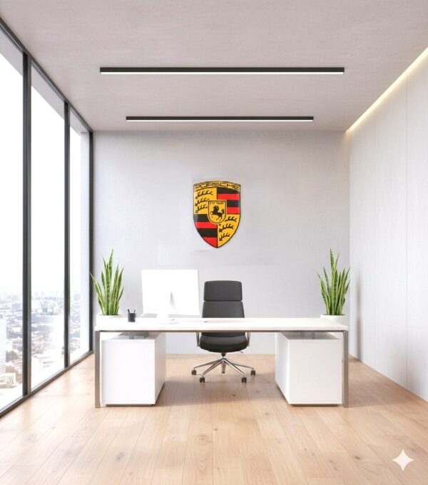 Imposant zwaar metalen Porsche Bord