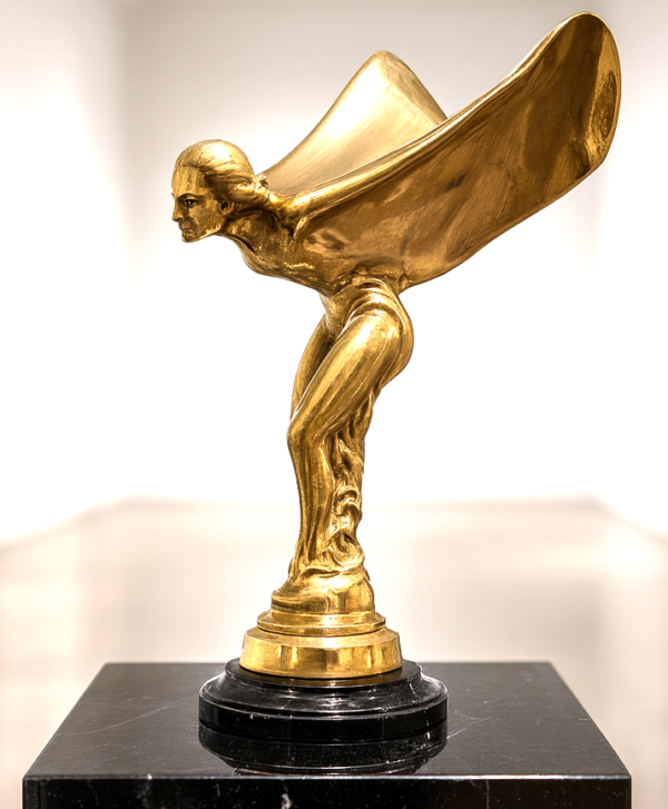 Spirit of Ecstasy - Luxury Art Sculptuur - Goud - 38cm Goudkleurig Spirit of Ecstasy sculptuur op zwarte marmeren voet - 38 cm breed - Luxury Art collectie gavekunst.nl