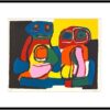 Karel Appel te koop: Originele litho 'Deux Personnages' uit 1969, met de hand gesigneerd en genummerd 42/75. Ingelijst in een strakke zwarte lijst met museumglas.