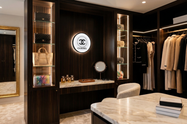 Authentieke Chanel lamp in stijlvolle inloopkast