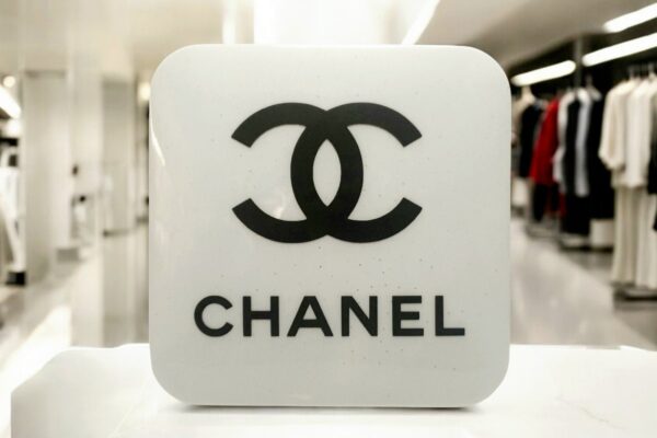 Chanel lichtbak origineel boutique item wit met zwart logo 28x28x7,5 cm - Gavekunst.nl