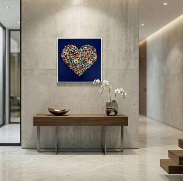 Kunstwerk hart Koro Colori Fantasia in luxe interieur