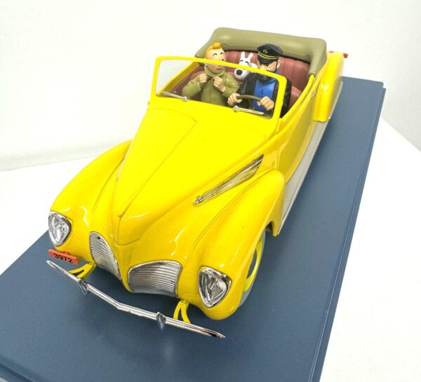 Prachtige gele cabriolet met Bobbie 1:24 - Kuifje Tintin