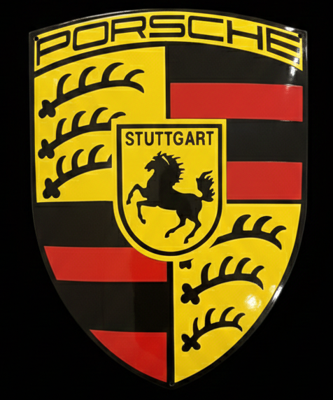 porsche bord zwarte achtergrond