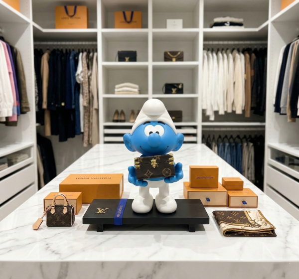 Smurf Petite Valise Louis Vuitton in luxe inloopkast Smurf Petite Valise Louis Vuitton in luxe inloopkoast