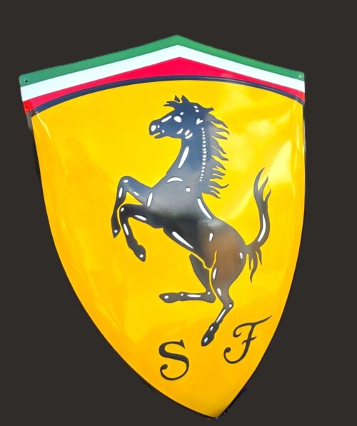 Ferrari Bord van 67 cm. hoog, hoogglans afwerking - emaille Zeldzaam groot Ferrari Bord - emaille - zware kwaliteit