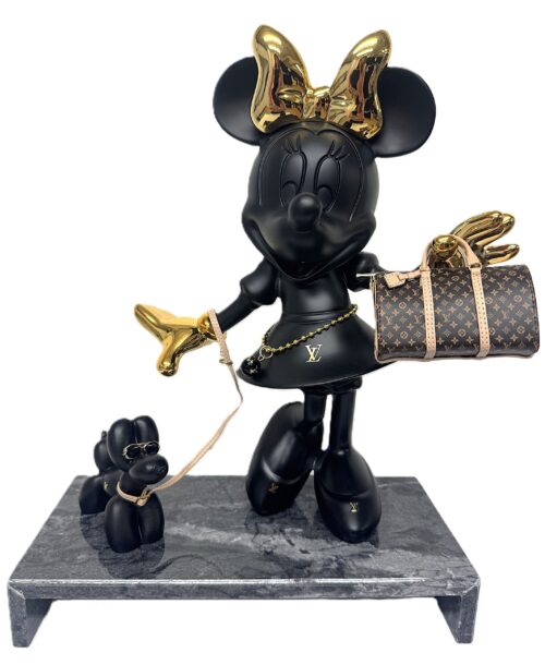 Minnie & Dog LV Set 33 cm Minnie & Dog LV Set 33 cm. - luxe set van Minnie Mouse met LV tasje en bijpassende balloon dog op marmeren plateau
