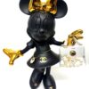 Matzwart Minnie Mouse kunstbeeld 30 cm met gouden details, parels en authentiek Chanel No. 5 parfumflesje - Mademoiselle Minnie Cinq.