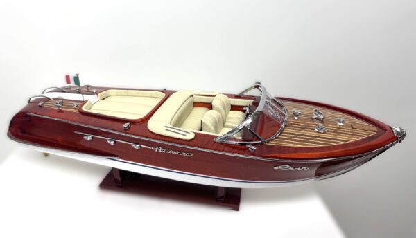 Handgemaakte RIVA BOOT mahonie met crème bekleding - 55 cm.