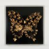 vlinders zwart met goud tegen witte muur nw Golden Butterfly 3D