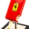 Ferrari Icecream Luxe popart sculptuur van een dieprood Ferrari ijsje met goudkleurige binstenzijde bij de hap, gepresenteerd op een RVS standaard