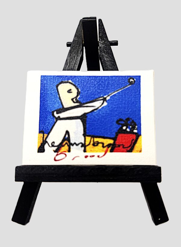 minie schilderijtje Herman Brood De Golfer blauw minie schilderijtje Herman Brood Golfer