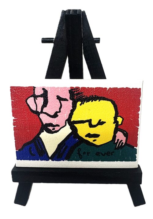 Mini schilderijtje Herman Brood - Forever - incl. ezeltje Herman Brood Schilderijtje Forever incl mini ezeltje, totaal 12 cm. hoog
