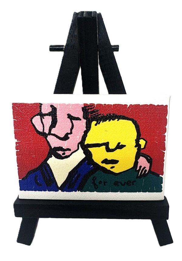 Mini schilderijtje Herman Brood - Forever - incl. ezeltje Herman Brood Schilderijtje Forever incl mini ezeltje, totaal 12 cm. hoog