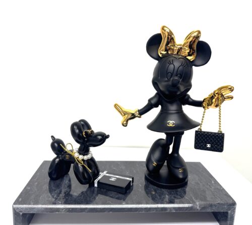 Minnie & Dog Noir Gold - luxe popart set met Minnie Mouse en popart balloon dog
