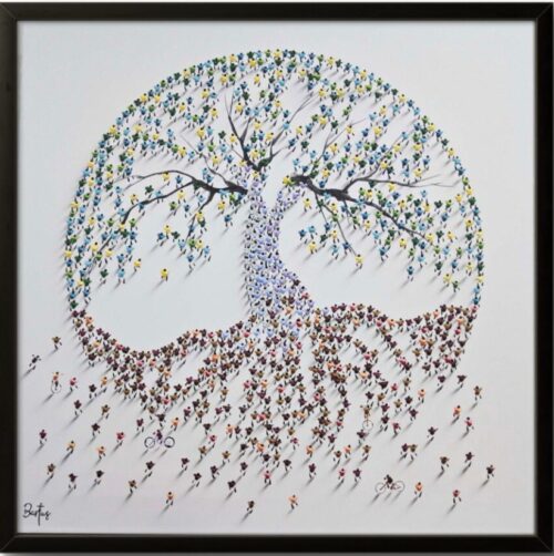 Francisco Bartus Life Tree Splash - origineel doek van 80 x 80 cm.