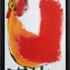 Anton Heyboer Oervogel - Kip Origineel schilderij van Anton Heyboer De Oervogel (Kip) voorzien van strakke zwarte baklijst 45 x 35 cm.