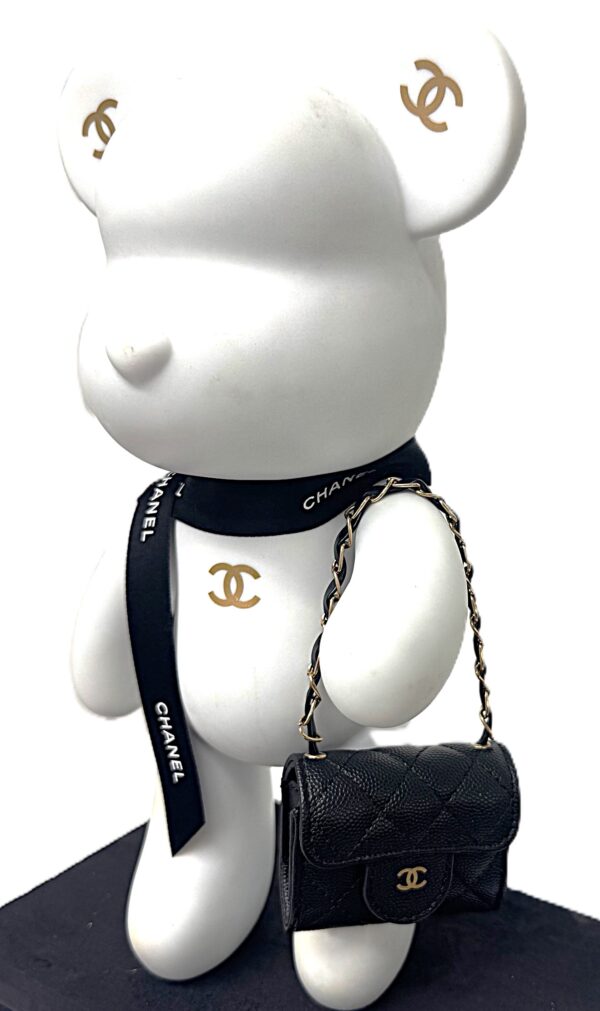 Bear Couture Blanc Chanel L Bear Couture Chanel maat L - witte popart Chanelbeer met origineel lint en schattig mini tasje