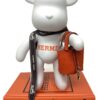 Bear Couture Hermès Blanc - premium - prachtig popart item: witte beer met origineel Hermès lint en oranje tasje
