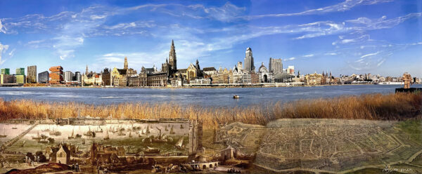 City Potrait Antwerpen - Nissim Men prachtig werk van 140 x 60 cm.