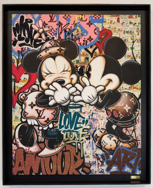 Raphaël Vanderhaegen Mickey & Minnie Raphaël Vanderhaegen Mickey & Minnie - zeer bijzonder popartwerk voor aan de muur
