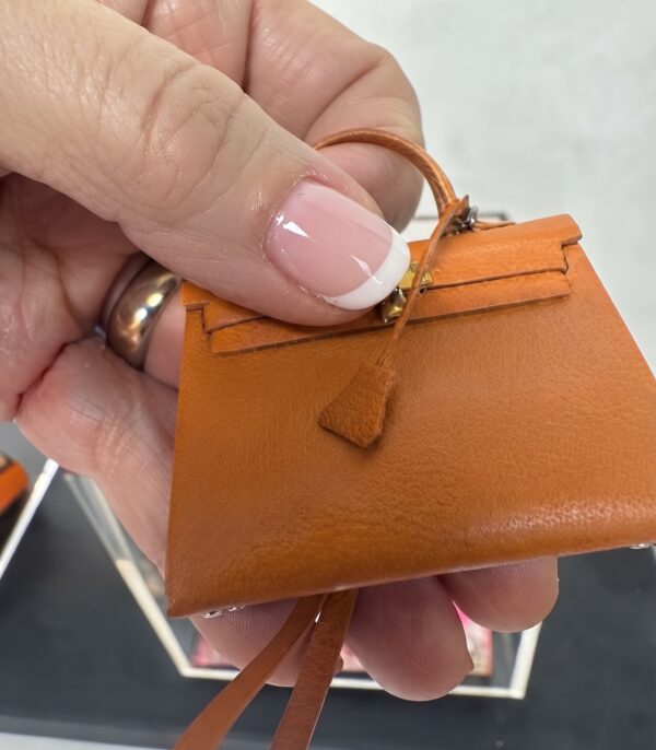 birkin mini oranje tasje met hand Luxury Cube 10 cm. Birkin Orange - uniek