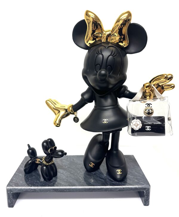 Minnie CC Transparant Bag & Dog Noir - op marmer 33 cm.