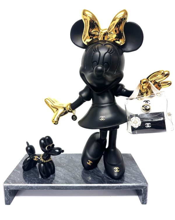 minnie CC transparant bag & dog noir - prachtige popart set incl. marmeren plateau - totaal 33 cm hoog